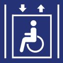 An elevator fully accessible to wheelchairs is available.