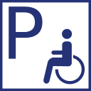 Ein ausgewiesener Behindertenparkplatz ist vorhanden.